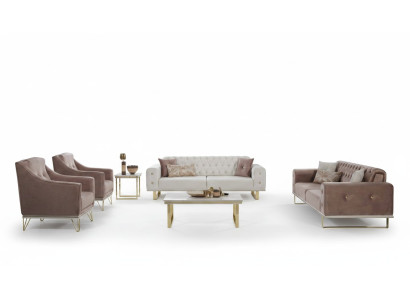 Sofagarnitur Designer Chesterfield Sofa Luxuriöse Sessel Couchtisch 6tlg