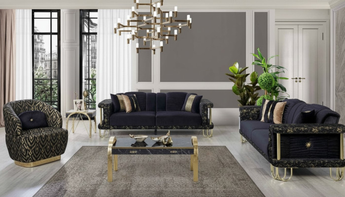 Exklusive Wohnzimmer Polster Couchgarnitur x2 Textil Sofas 1-Sitzer 3tlg
