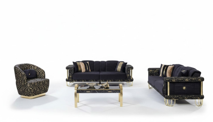Exklusive Wohnzimmer Polster Couchgarnitur x2 Textil Sofas 1-Sitzer 3tlg