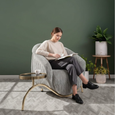 Grauer Polster Einsitzer Wohnzimmer Designer Clubsessel Edler 1-Sitzer