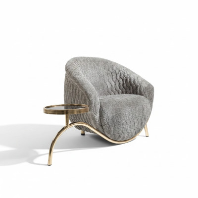 Grauer Polster Einsitzer Wohnzimmer Designer Clubsessel Edler 1-Sitzer