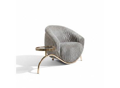 Grauer Polster Einsitzer Wohnzimmer Designer Clubsessel Edler 1-Sitzer