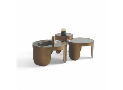Luxuriöse Couchtisch Garnitur Designer 3x Kaffeetische Rundtisch Set