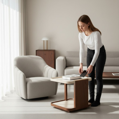 Moderner Braun Beistelltisch Designer Wohnzimmer Holz Quadratisch neu