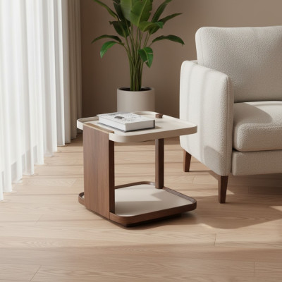Moderner Braun Beistelltisch Designer Wohnzimmer Holz Quadratisch neu