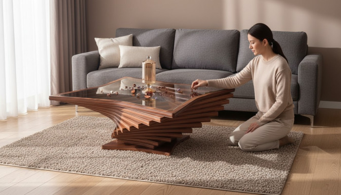 Exklusiver Goldener Couchtisch Wohnzimmer Sofatisch Edler Glastisch