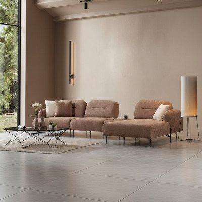Braunes Wohnzimmer Ecksofa Designer Polster Wohnlandschaft L-Form Couch