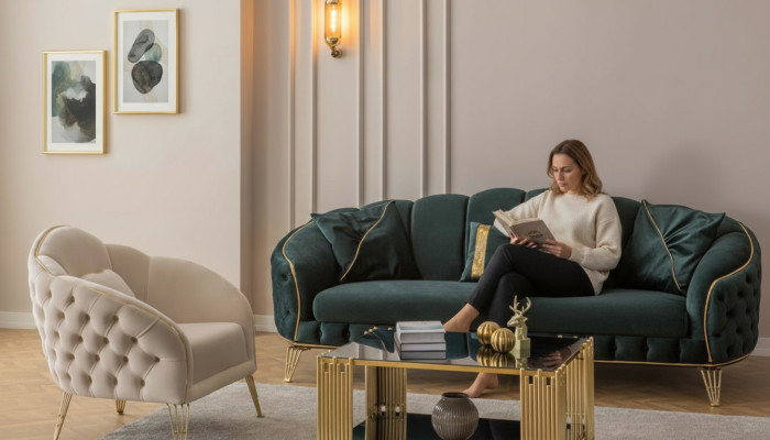 Modern Wohnzimmer Set Sofa 3 Sitzer Sessel Textil Sessel Wohnzimmer Neu