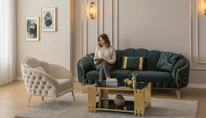 Stilvoll Wohnzimmer Komplett 3tlg Dreisitzer Sofa Couch Luxus 2x Sessel