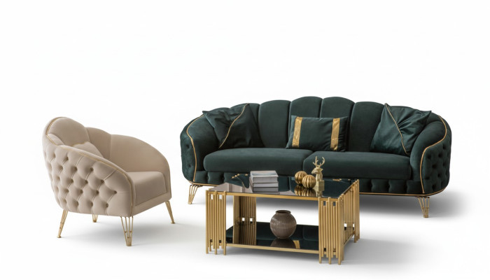 Stilvoll Wohnzimmer Komplett 3tlg Dreisitzer Sofa Couch Luxus 2x Sessel