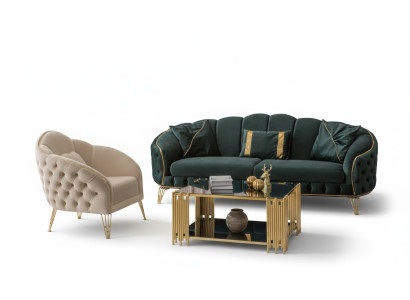 Stilvoll Wohnzimmer Komplett 3tlg Dreisitzer Sofa Couch Luxus 2x Sessel