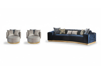 Wohnzimmer Komplette SItzgarnitur Chesterfield 4-Sitzer 2x Sessel 3tlg