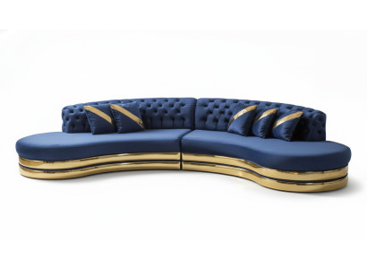 Exklusiver Chesterfield 4-Sitzer Halbrundes Sofa Designer Polster Couch