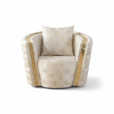 Weiße Chesterfield Sessel Luxuriöse 2x Runde Polster Einsitzer 1-Sitzer