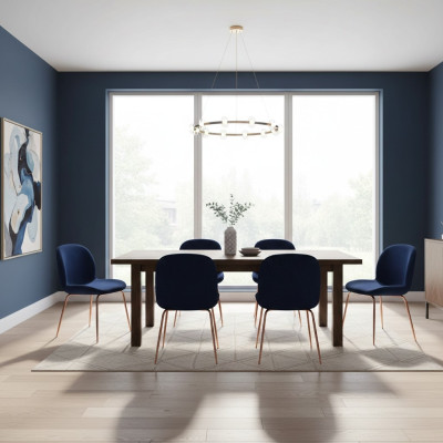 EsszimmerGruppe Garnitur Blau Stühle 6x Stühle Set Textil Polster Sitz
