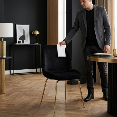Schwarzer Polster Lehnstuhl Designer Esszimmerstuhl Moderne Küchenstühle
