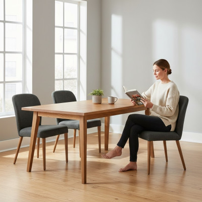 Sessel Polster Moderne Holz 4x Stühle Luxus Polster Design Stuhl Lehnstuhl