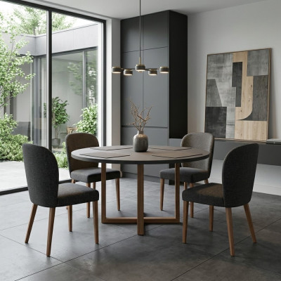 Sessel Polster Moderne Holz 4x Stühle Luxus Polster Design Stuhl Lehnstuhl