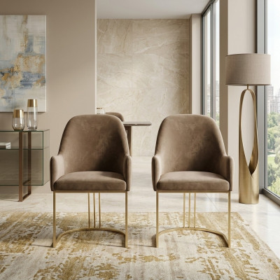 Stuhl Gold Esszimmer Design Textil Stühle Möbel Luxus Lehnstuhl Neu