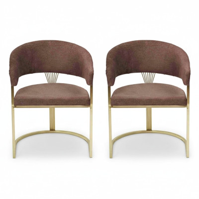 Modernes Esszimmer 2x Stühle Designer Luxus Edelstahl Elemente Textil Neu