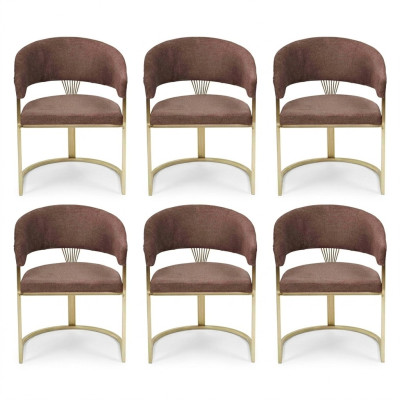 Garnitur Braun Sessel Komplett Design Modernes Set Neu 6x Stühle Stuhl Polster