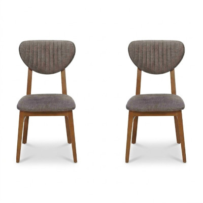 Modern Stuhl Grau Polster 2x Stühle Lounge Holz Textil Holz Sessel Neu