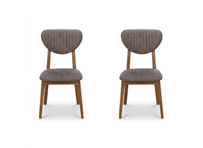 Modern Stuhl Grau Polster 2x Stühle Lounge Holz Textil Holz Sessel Neu
