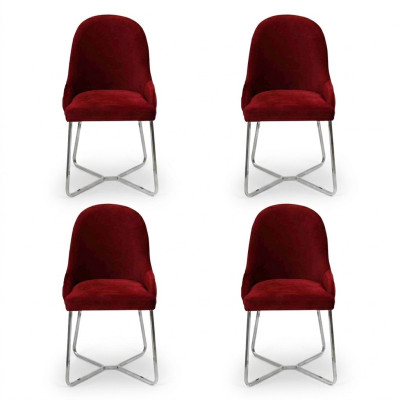 Modern Stühle Luxus Esszimmer Einrichtung Rot 4x Stühle Möbel Esszimmerstuhl