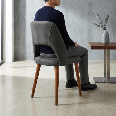 Grau-Brauner Designer Holzstuhl Esszimmerstühle Luxuriöses Holzgestell