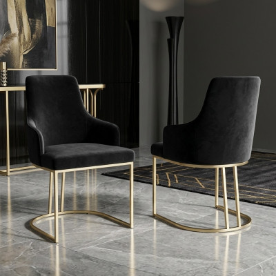 Luxus 6x Stühle Schwarz Esszimmerstuhl Designer Möbel Modern Stühle Neu