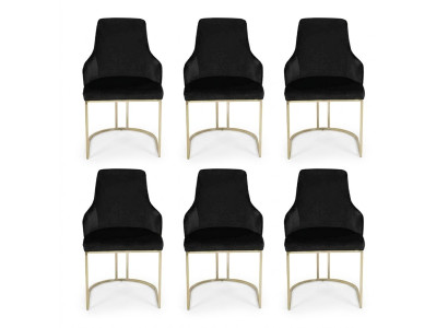 Luxus 6x Stühle Schwarz Esszimmerstuhl Designer Möbel Modern Stühle Neu
