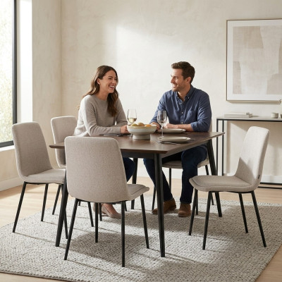 Garnitur Metall Lehn Polster Stühle Esszimmer Textil Set 4x Sessel Stuhl Gruppe