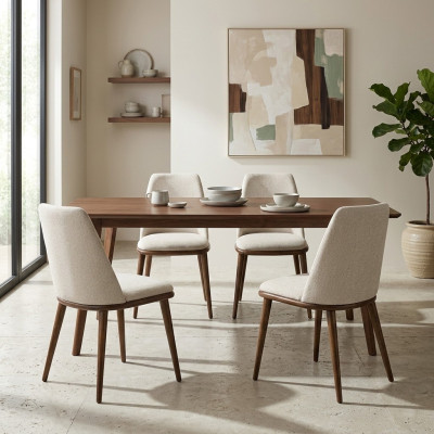 Weiße Stuhlgarnitur Designer 4x Küchenstühle Luxus Sitzmöbel Holzgestell