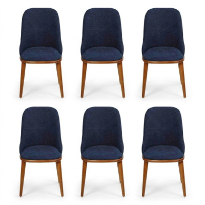 Luxus Esszimmer Blau 6x Stühle Holz Möbel Stühle Stilvoll Design Einrichtung