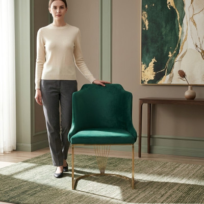 Designer Grüner Esszimmerstuhl Luxus Einsitzer Moderne Esszimmer Möbel