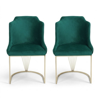 Designer Grüner Esszimmerstuhl 2x Stühle Luxus Einsitzer Moderne Esszimmer