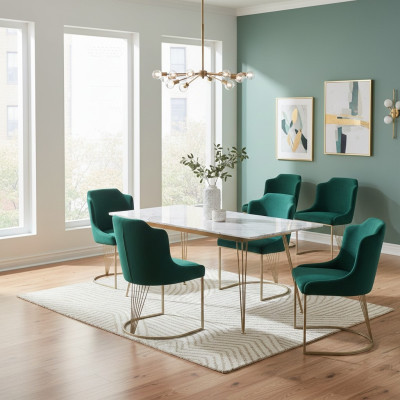 Luxus Designer Grüner Esszimmerstuhl 6x Stühle Einsitzer Moderne Esszimmer