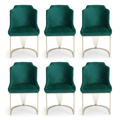Luxus Designer Grüner Esszimmerstuhl 6x Stühle Einsitzer Moderne Esszimmer