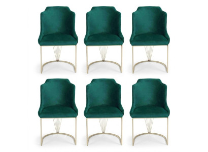 Luxus Designer Grüner Esszimmerstuhl 6x Stühle Einsitzer Moderne Esszimmer