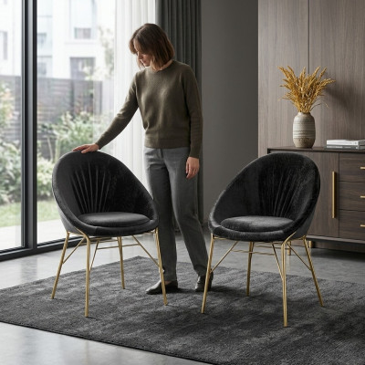 Design Schwarz 2x Stühle Ohne Armlehne Esszimmer Moderne Möbel Luxus Neu