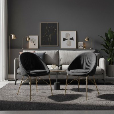 Design Schwarz 2x Stühle Ohne Armlehne Esszimmer Moderne Möbel Luxus Neu