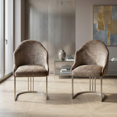 Esszimmerstuhl Luxus Modern 2x Stühle Textil Design Metall Stuhl Möbel