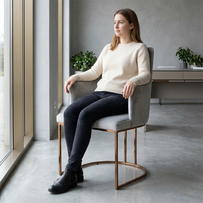 Modern Esszimmerstuhl Küchenstühle Luxus Design Stuhl Lehnstühle Grau Neu