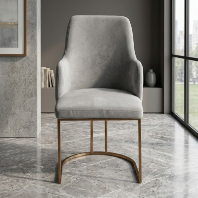 Modern Esszimmerstuhl Küchenstühle Luxus Design Stuhl Lehnstühle Grau Neu