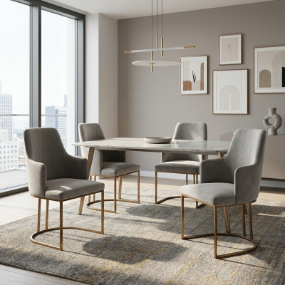 Moderne grau Esszimmerstühle stilvoll Küchenstühle Luxus Design 4x Stühle neu
