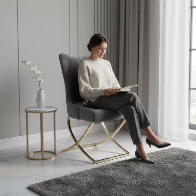 Esszimmer Stühle Luxus Sessel Stuhl Grau Lehnstuhl Wohnzimmer Möbel Neu