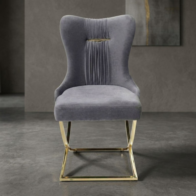 Esszimmer Stühle Luxus Sessel Stuhl Grau Lehnstuhl Wohnzimmer Möbel Neu