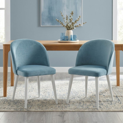 Modern Esszimmer Holz 2x Stühle Blau Ohne Armlehne Neu Design Polster Stuhl
