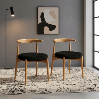 Luxus Esszimmer Holz 2x Stühle Braun Ohne Armlehne Design gepolsterter Stuhl