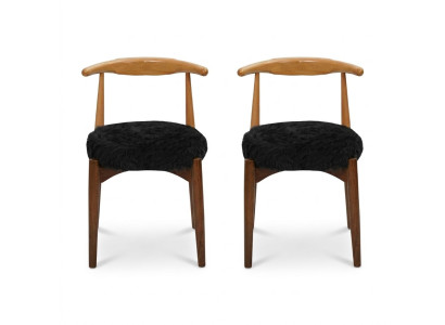 Luxus Esszimmer Holz 2x Stühle Braun Ohne Armlehne Design gepolsterter Stuhl